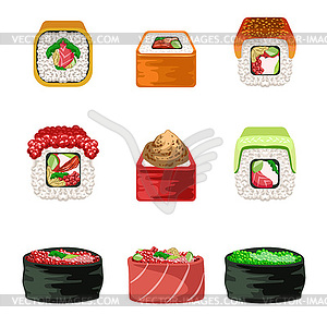 Maki And Sushi Set - vector clipart