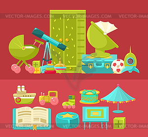 Kids Room Interior And Elements Set Two s - vector clipart