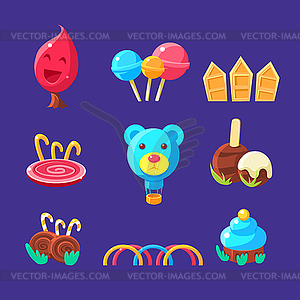 Plants And Landscape Elements Made Of Sweets - vector clip art