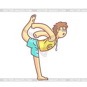 Man In Balance Standing Yoga Pose - vector clipart