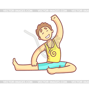 Man Doing Side Stretching Yoga Pose - royalty-free vector clipart