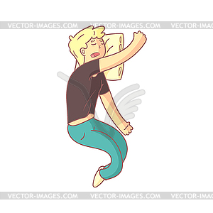 Guy In Jeans And T-Shirt Taking Nap - vector clipart / vector image