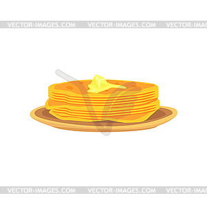 Plate With Pile Of Russian Blini - vector clip art