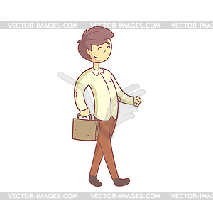 Office Worker Happily Going To Work - vector image