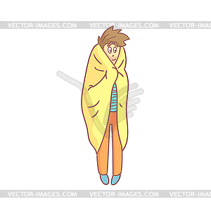 Guy Standing Wrapped In Plaid - vector clip art