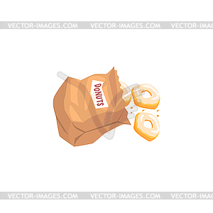 Doughnuts Falling Out of Paper Bag - vector image