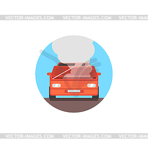 Broken Car With Fuming Engine - vector image