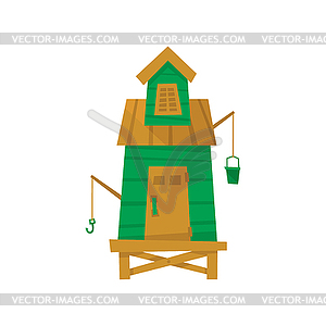 Green Beach Fisherman Cabin - vector image