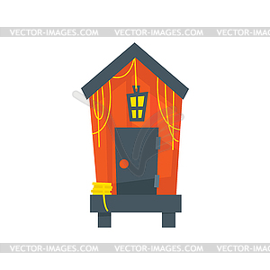 Red Beach Cabin With Lantern - vector clipart
