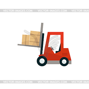 Forklift Machine Loading Boxes - vector image