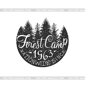 Round Forest Camp Vintage Emblem - vector image