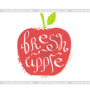 Apple Name Of Fruit Written In Its Silhouette - vector clip art