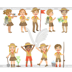 Kids Scouts Camping Set - vector image