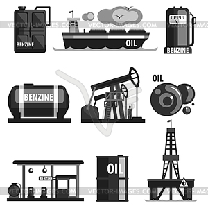 Oil Production Set Of Icons - vector clipart