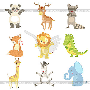 Humanized Animals Set Of Artistic Funny Stickers - vector clipart