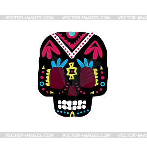 Black Traditional Mexican Painted Scull Icon - vector image