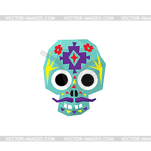 Bright Color Traditional Mexican Painted Scull Icon - vector image