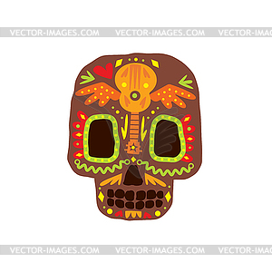 Traditional Mexican Painted Scull Icon - vector clipart