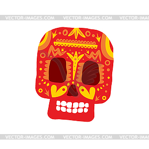 Bright Color Traditional Mexican Painted Scull Icon - vector image