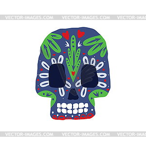 Bright Color Traditional Mexican Painted Scull Icon - vector clip art