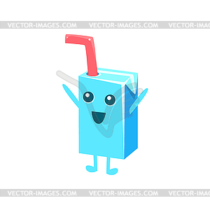 Milk Box With Straw Character - vector image