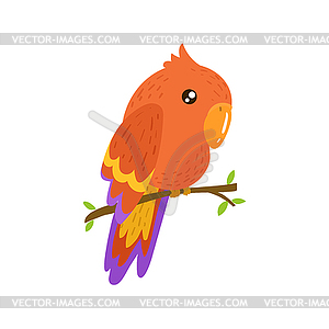 Red Macaw Realistic Childish - vector clip art