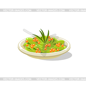 Traditional Italian Pasta With Fish Eggs - vector image