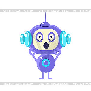 Shocked Little Robot - color vector clipart