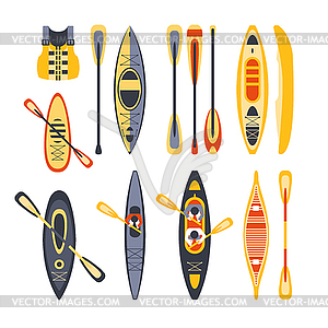 Canoe Sport Equipment Set - vector clip art