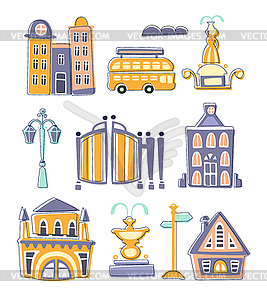 City Buildings And Other Elements Creative Design - vector clip art
