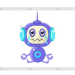 Robot Sitting Crying - vector clip art