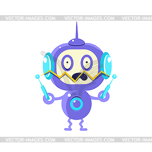 Robot Playing With Electricity - vector clipart