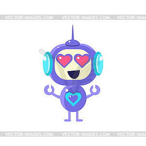 Robot With Hearts In Eyes - color vector clipart