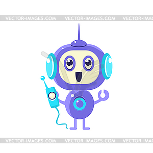 Happy Robot With Radio - vector clipart