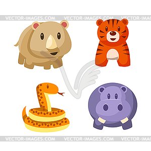 Toy African Animals Icon Set - vector clip art