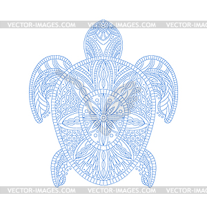 Turtle Stylised Doodle Zen Coloring Book Page - vector image