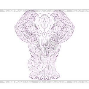 Elephant Stylised Doodle Zen Coloring Book Page - vector image