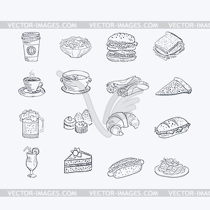 Food And Drink Artistic Sketch Set - vector EPS clipart