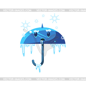 Frozen Umbrella With Ice - vector clipart