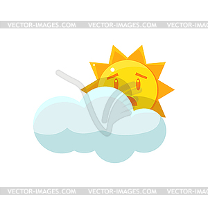 Sun Hiding Behind Cloud - vector image