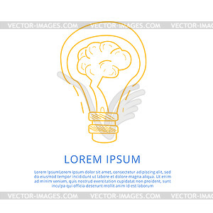 Electric Bulb With Brain Inside - vector image