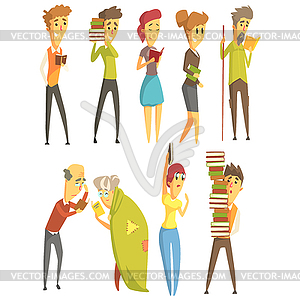 People That Like To Read Set - vector clipart