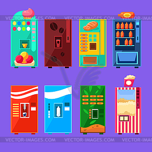 Food And Drink Vending Machines Design Set - vector image