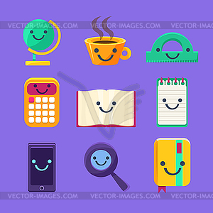 Office Desk Supplies Set Of Characters - vector clipart