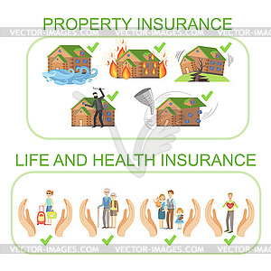 Property, Life And Health Insurance Infographic - vector EPS clipart