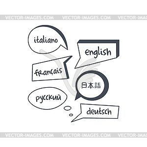 Speech Bubbles With Different Languages Texts - vector clipart