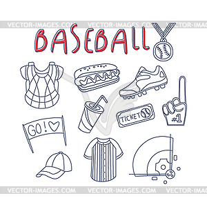 Baseball Related Object And Inventory Set - vector image