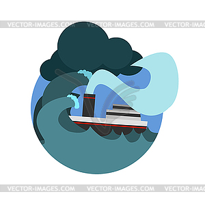 Havy Gale Sinking Ship Natural Force Sticker - vector clipart