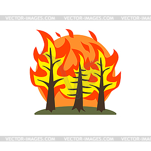 Forest Fire Natural Force Sticker - vector image