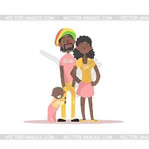 Parents And Baby Rastafarian Family - vector image